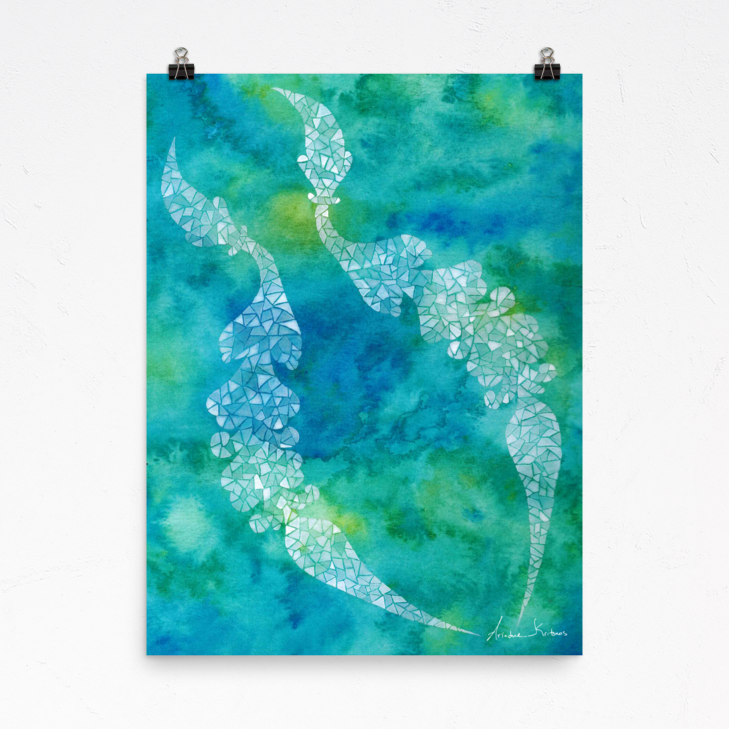 Blue Folk Feathers | Art Print