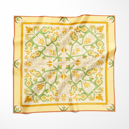 Cream Mesogeia Blooms | Square Silk Scarf