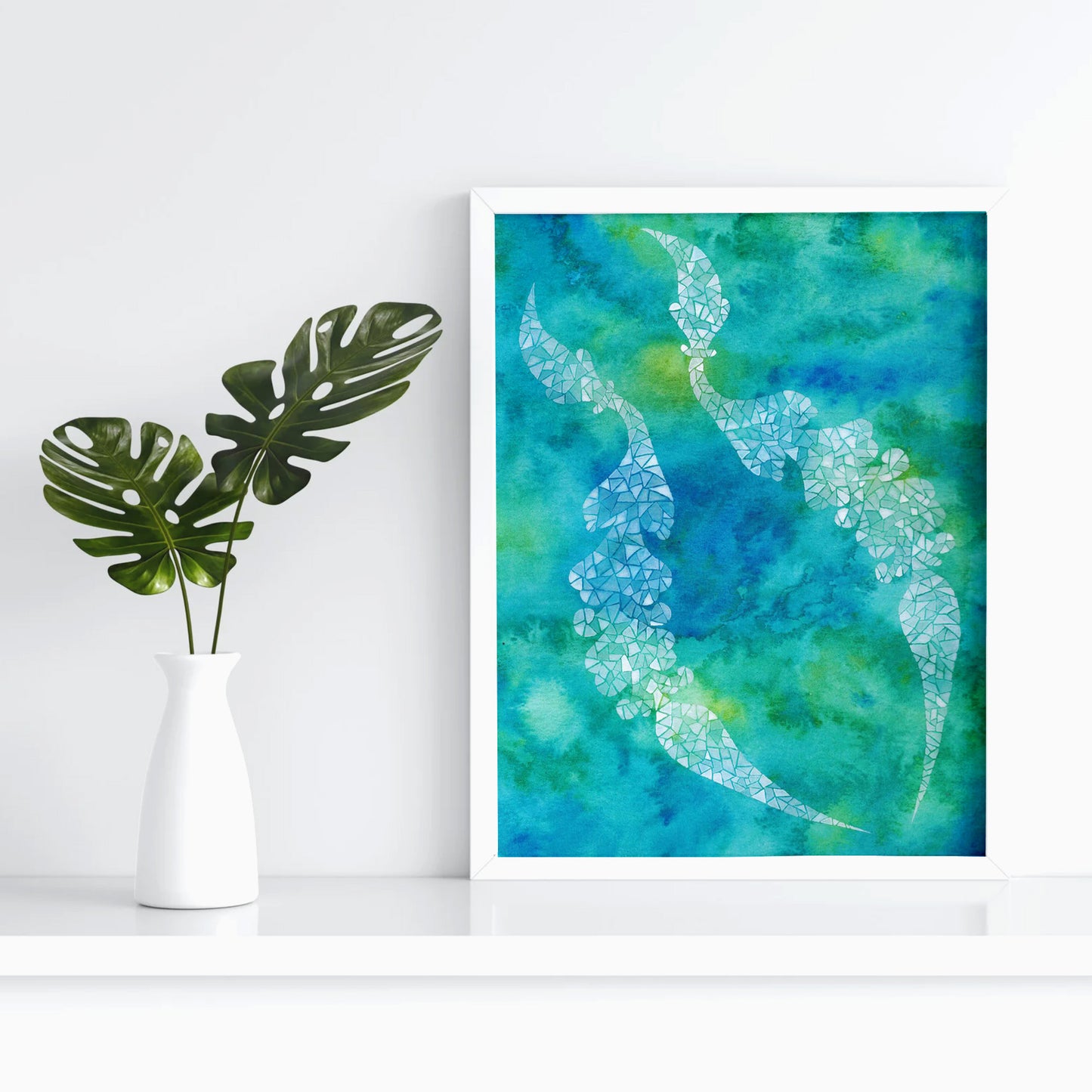 Blue Folk Feathers | Art Print